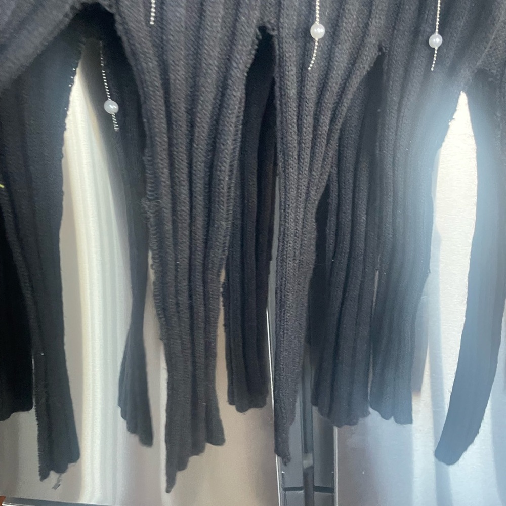 Zara holiday sweater! Adorned with/ Pearls, and silver.